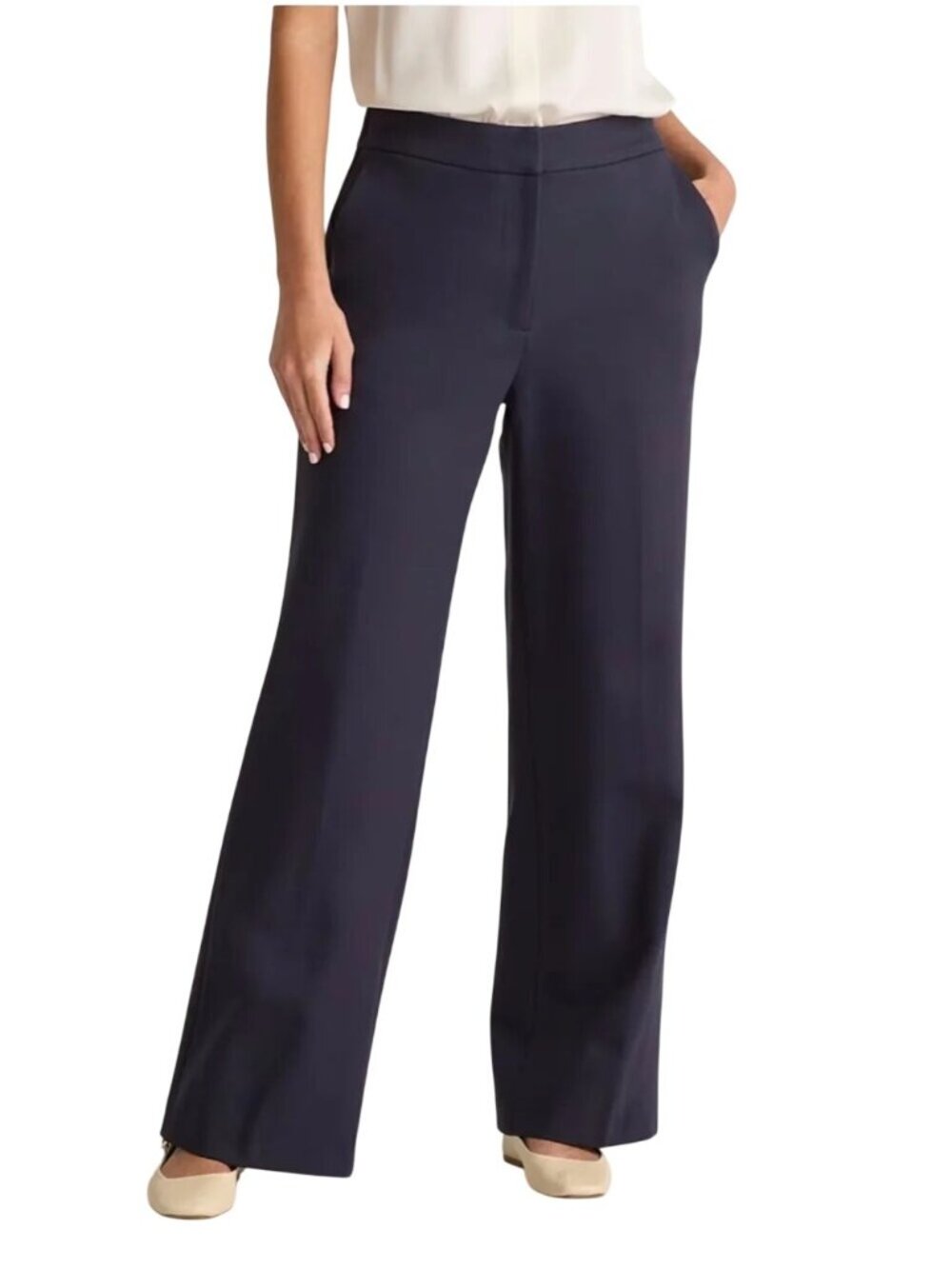 Quince Women's Ultra Stretch Ponte Trouser Navy Size 12 NWOT